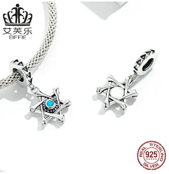 S925 Sterling Silver Hexagram Evil Eye Blue Opal Charm Bead Next Gen Luxe Solutions