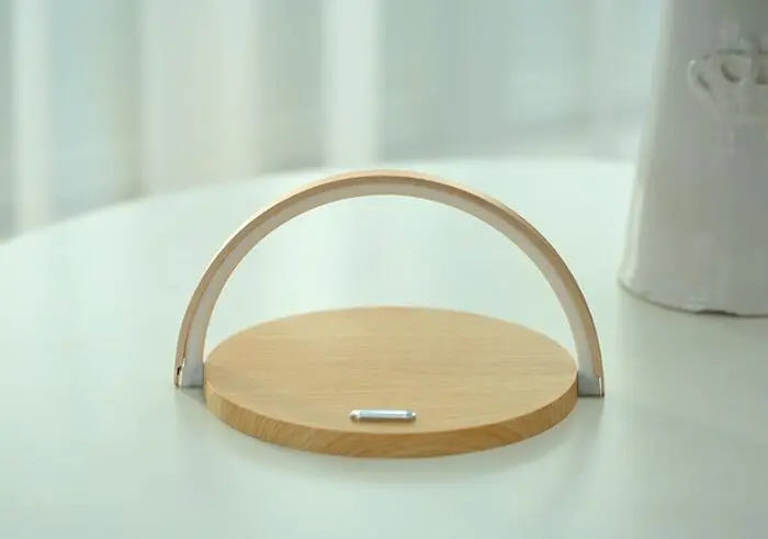 Wooden Qi Wireless Charger Nightlight Lamp Stand | 10W Fast Charge for Samsung, Xiaomi & Qi Devices Next Gen Luxe Solutions