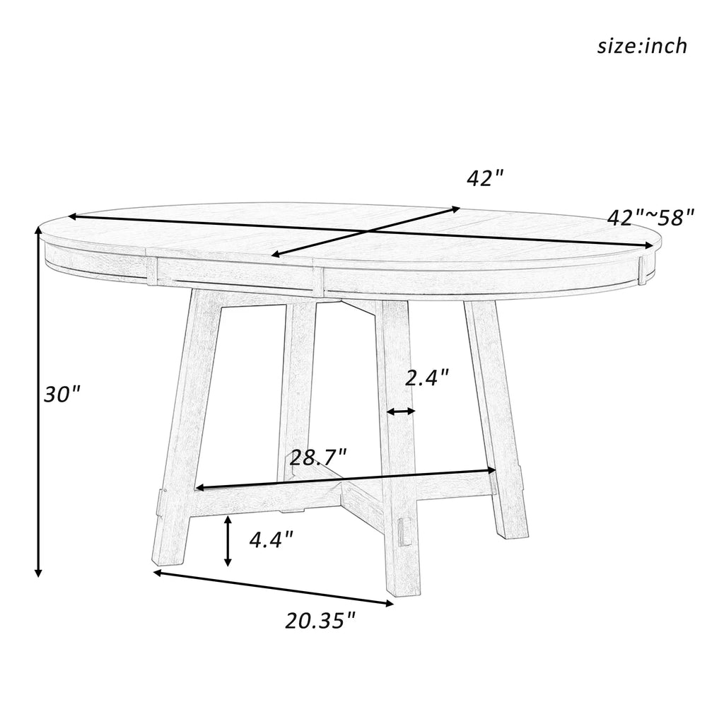 TREXM Farmhouse Round Extendable Dining Table with 16" Leaf – Espresso Wood Kitchen Table Next Gen Luxe Solutions