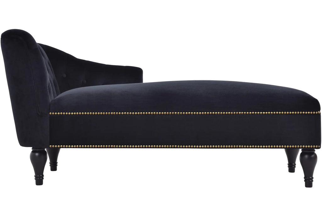 58 Inch Velvet Lounge Chair Button Tufted Right Arm Chaise with Nailhead Decoration Next Gen Luxe Solutions