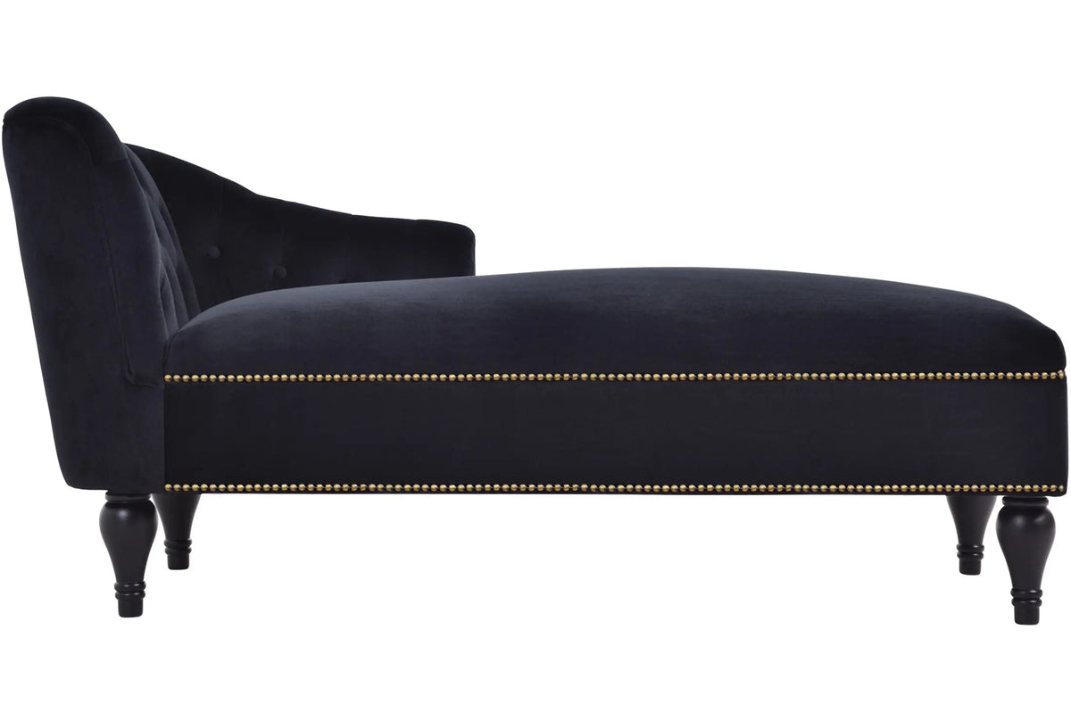 58 Inch Velvet Lounge Chair Button Tufted Right Arm Chaise with Nailhead Decoration Next Gen Luxe Solutions