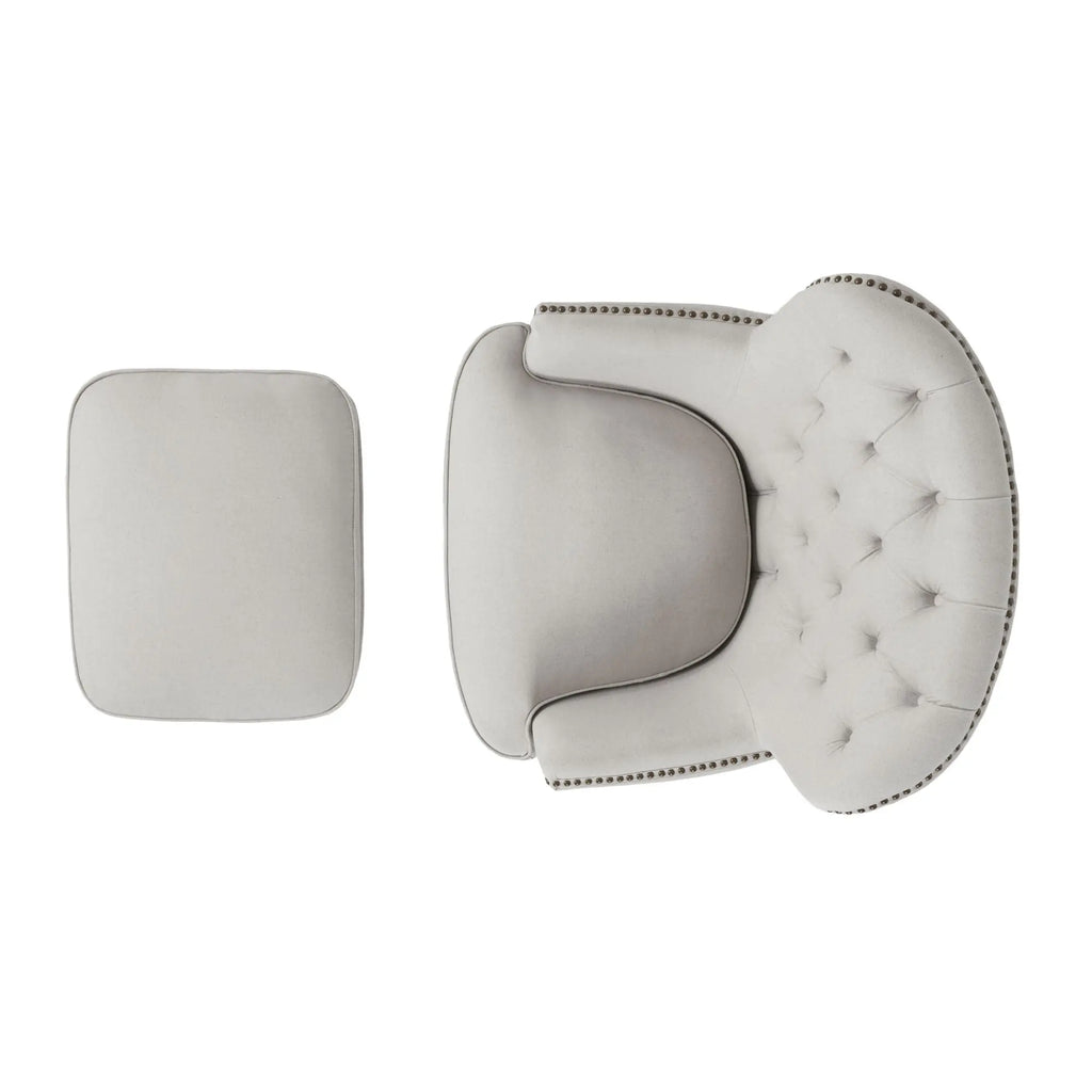 Contemporary Light Gray Fabric Club Chair & Ottoman Set | Upholstered Armchair with Matching Ottoman, 300 lb Capacity – Modern Living Room Next Gen Luxe Solutions