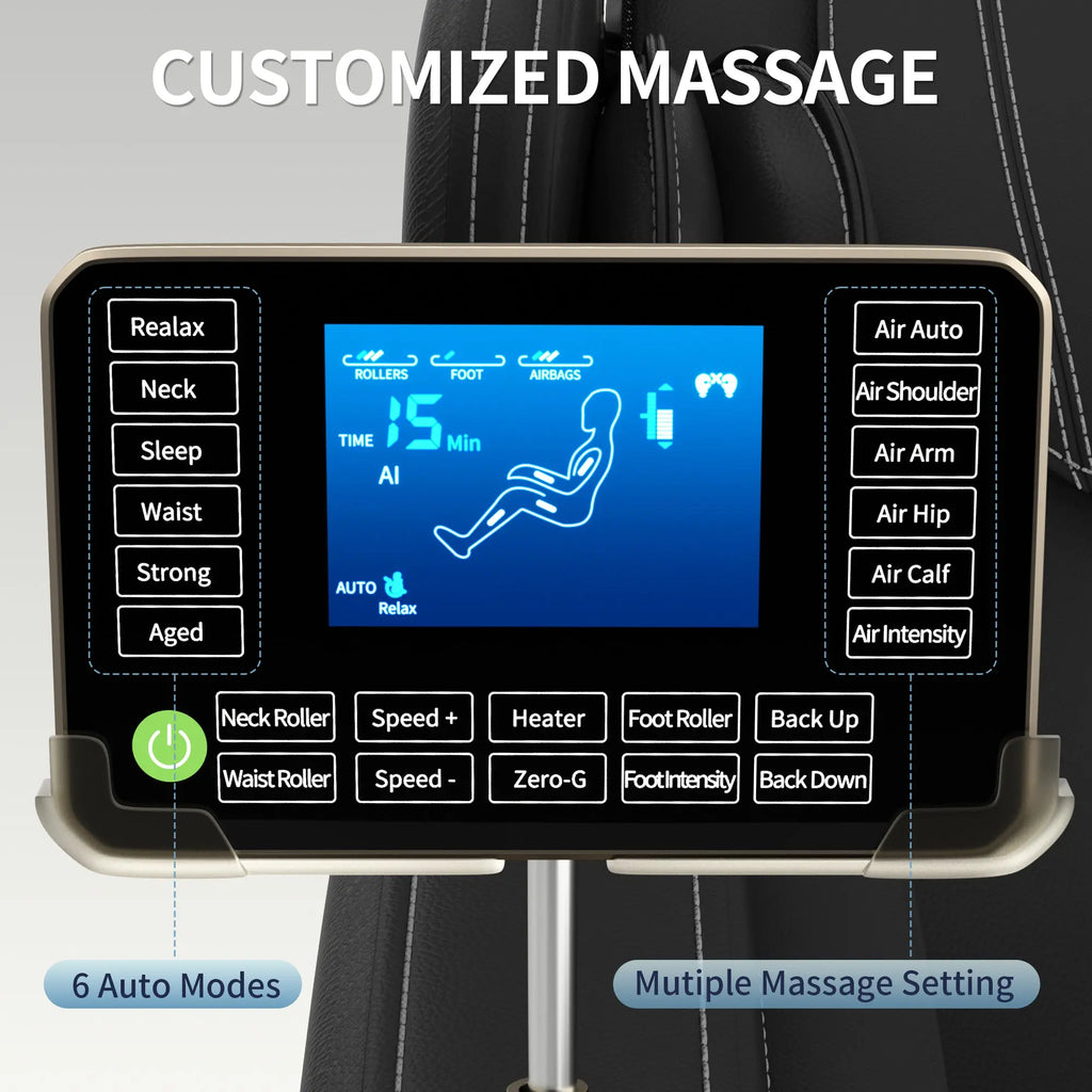 Full Body Deep Tissue Massage Chair with Foot Massage, 8 Fixed Rollers & Touch Screen – Fits 5'1"–5'9" (Black) Next Gen Luxe Solutions