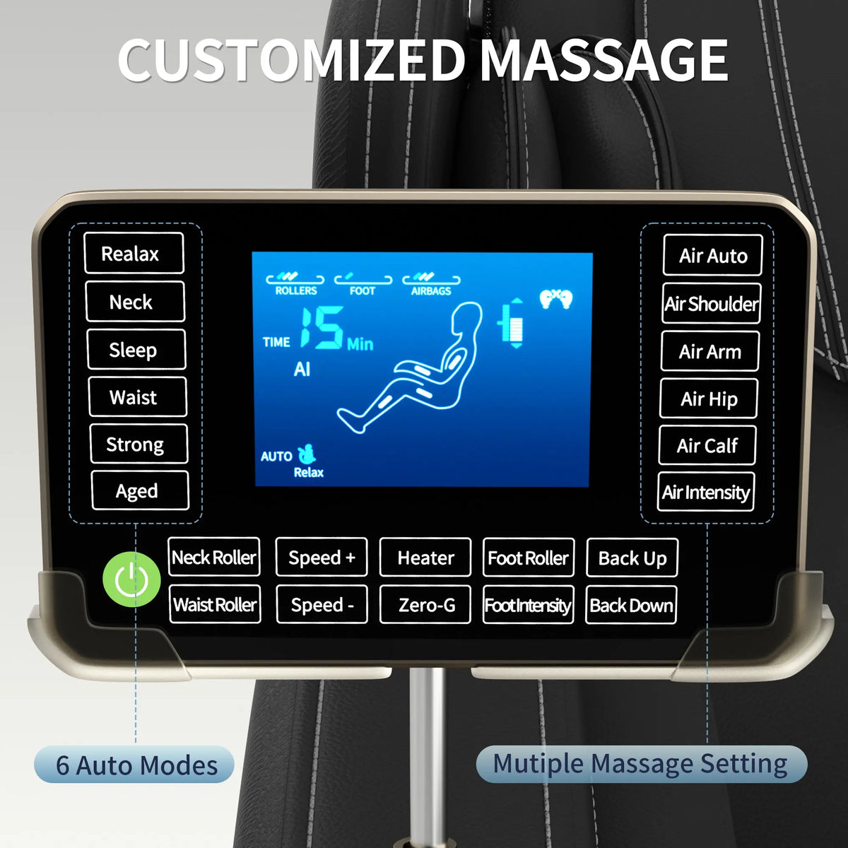 Full Body Deep Tissue Massage Chair with Foot Massage, 8 Fixed Rollers & Touch Screen – Fits 5'1"–5'9" (Black) Next Gen Luxe Solutions