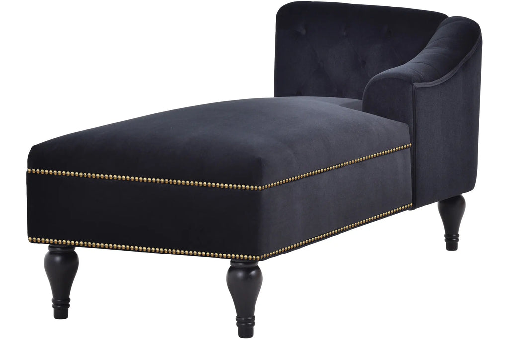 58 Inch Velvet Lounge Chair Button Tufted Right Arm Chaise with Nailhead Decoration Next Gen Luxe Solutions