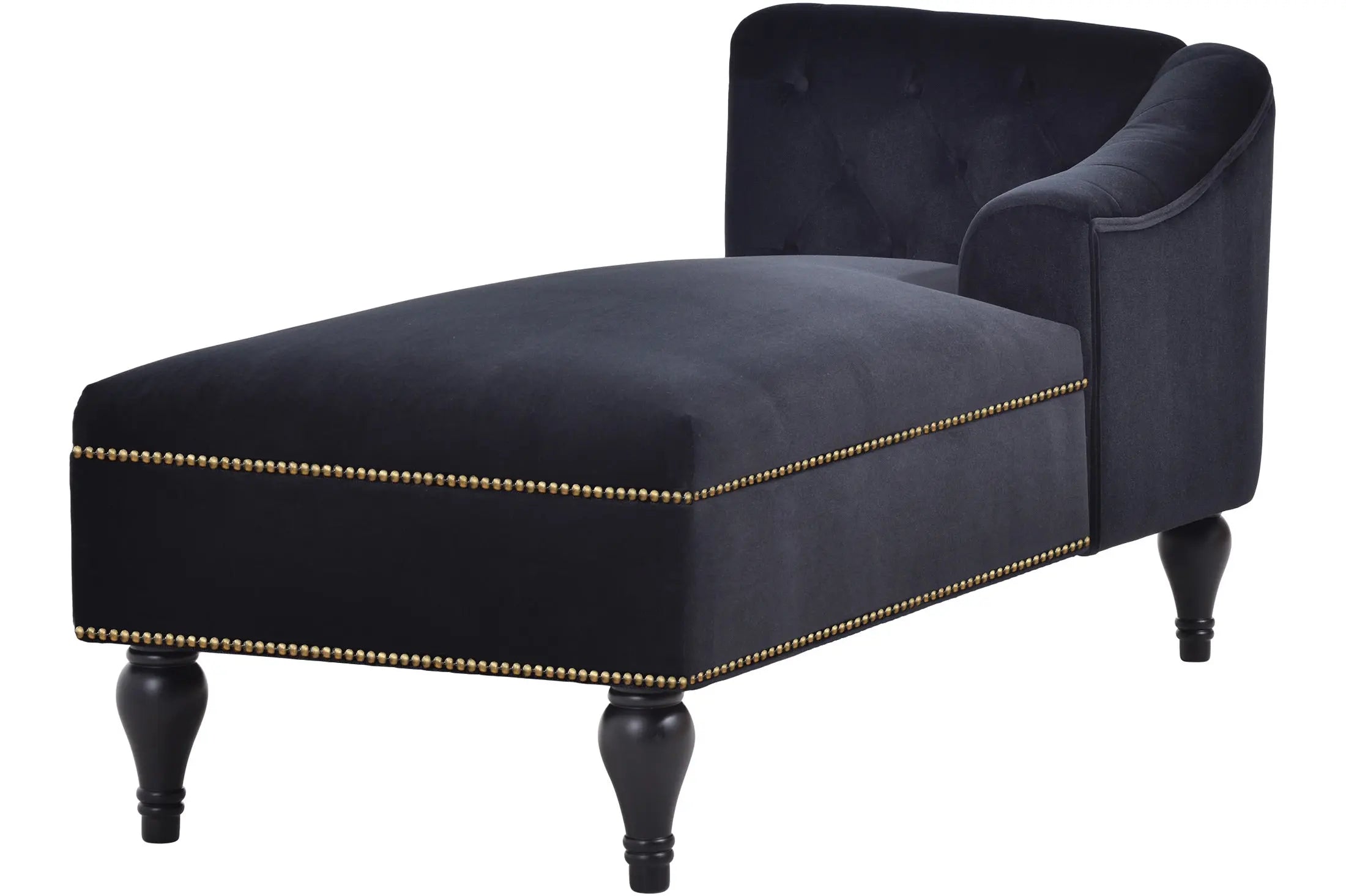 58 Inch Velvet Lounge Chair Button Tufted Right Arm Chaise with Nailhead Decoration Next Gen Luxe Solutions