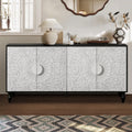 Vintage White Faceted Carved Cabinet – Black Frame TV Stand, Sideboard & Accent Cabinet Next Gen Luxe Solutions