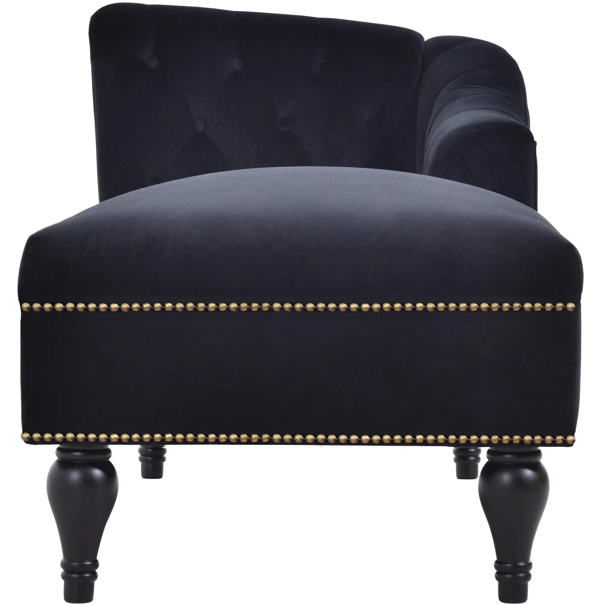 58 Inch Velvet Lounge Chair Button Tufted Right Arm Chaise with Nailhead Decoration Next Gen Luxe Solutions