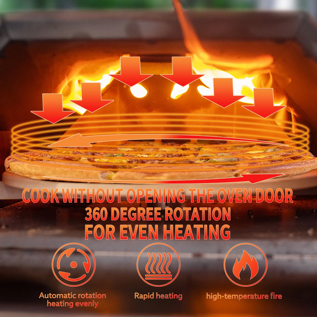 Stainless Steel Pizza Oven Outdoor 12" Automatic Rotatable Pizza Ovens Portable Wood Fired Pizza Oven Pizza Maker with Timer Next Gen Luxe Solutions