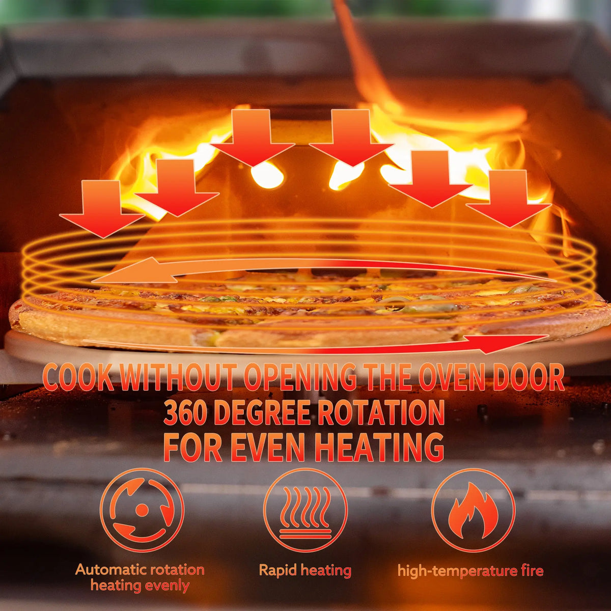 Stainless Steel Pizza Oven Outdoor 12" Automatic Rotatable Pizza Ovens Portable Wood Fired Pizza Oven Pizza Maker with Timer Next Gen Luxe Solutions