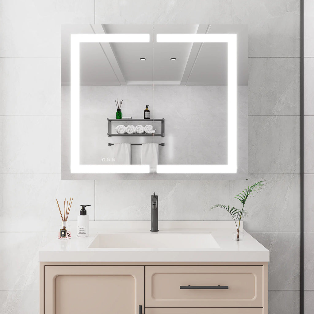 36 x 30 Inch LED Medicine Cabinet | Anti-Fog, Dimmable, Recessed or Surface Mount, Double Door Bathroom Cabinet with Touch Switch Next Gen Luxe Solutions