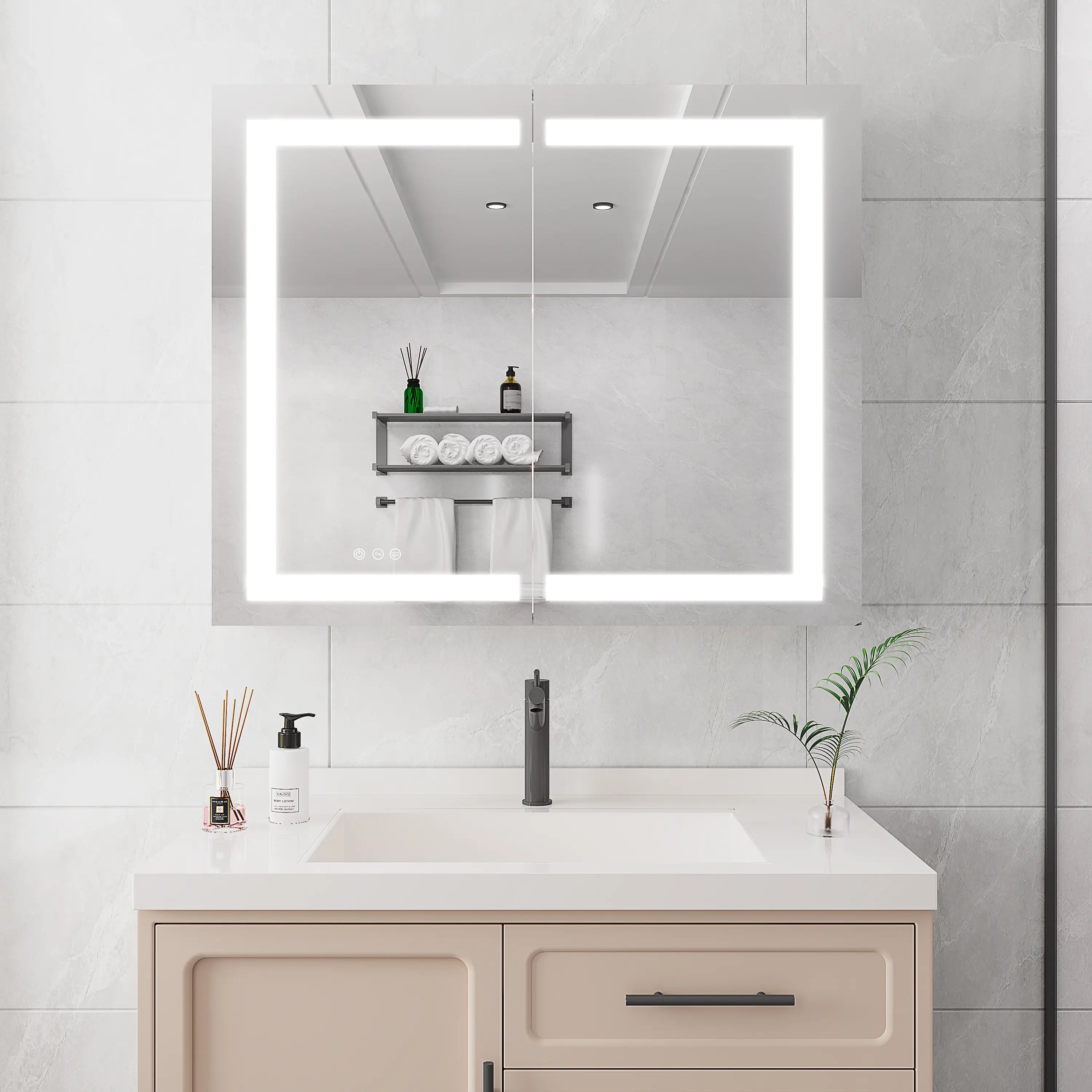 36 x 30 Inch LED Medicine Cabinet | Anti-Fog, Dimmable, Recessed or Surface Mount, Double Door Bathroom Cabinet with Touch Switch Next Gen Luxe Solutions