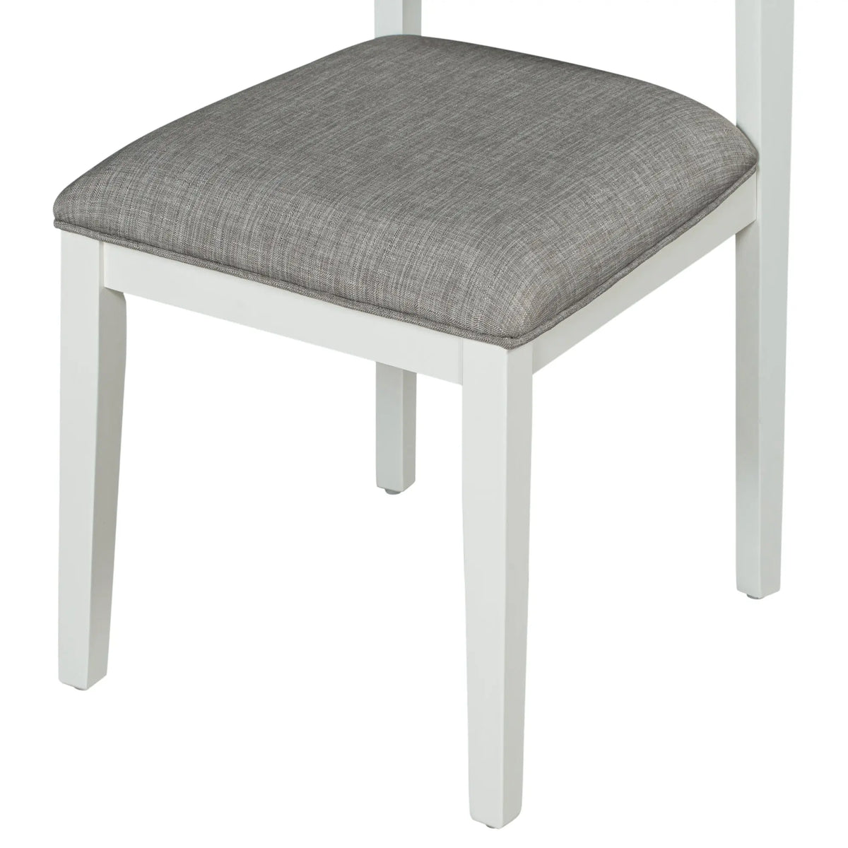 TREXM 6-Piece Classic Dining Set – Table, 4 Upholstered Chairs & Bench (White+Gray) Next Gen Luxe Solutions