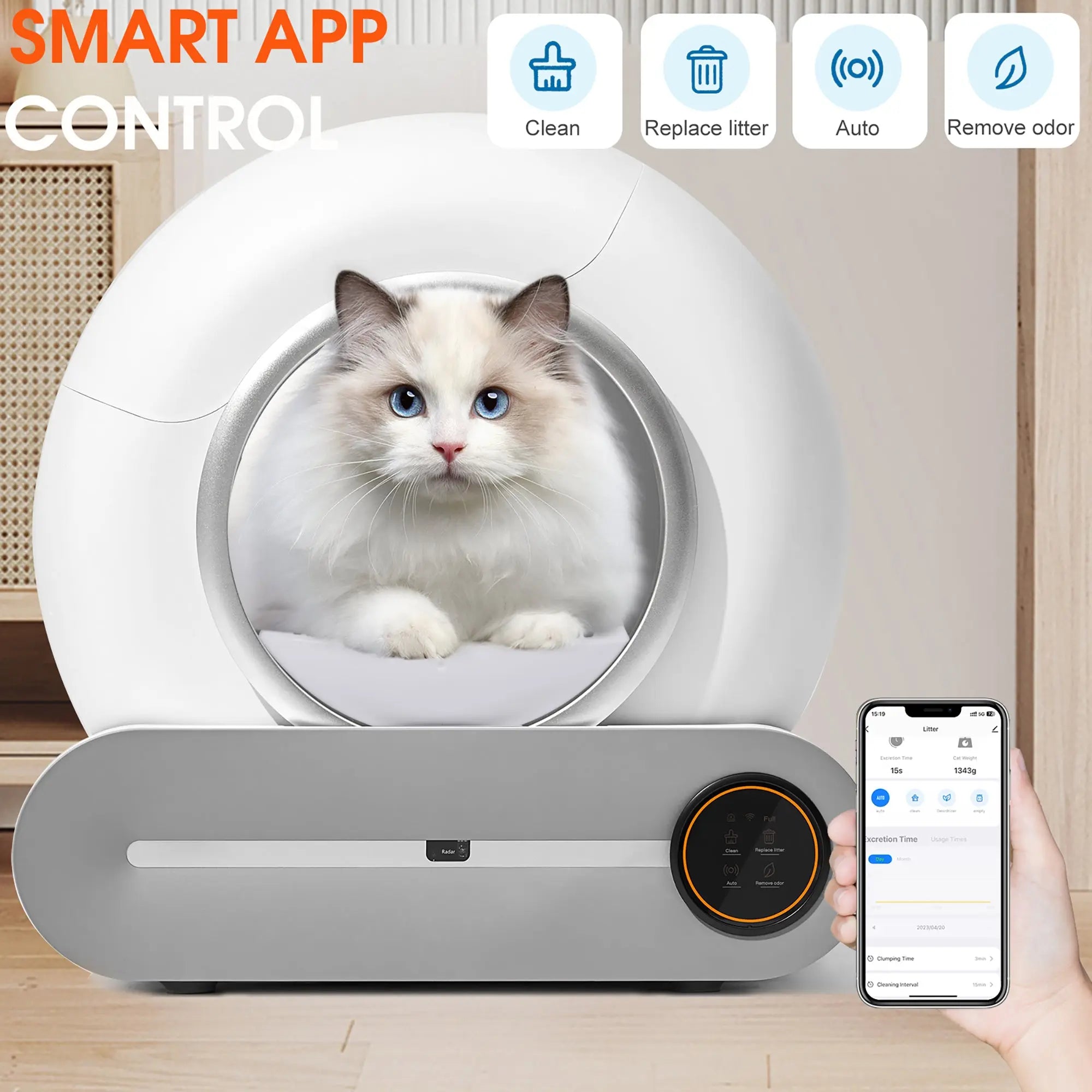 Self-Cleaning Cat Litter Box – Auto Scooping, Odor Removal, WiFi App Control | 65L Capacity Next Gen Luxe Solutions