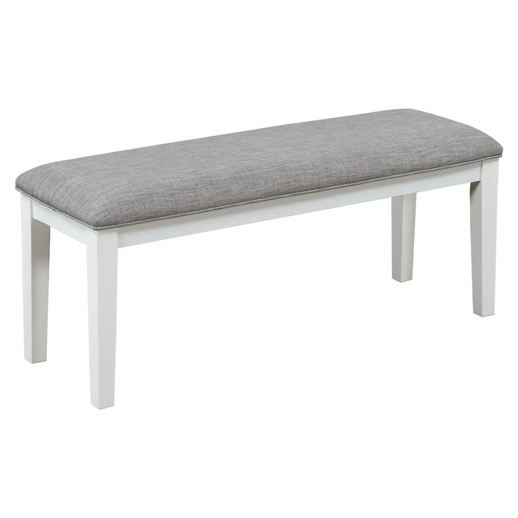 TREXM 6-Piece Classic Dining Set – Table, 4 Upholstered Chairs & Bench (White+Gray) Next Gen Luxe Solutions