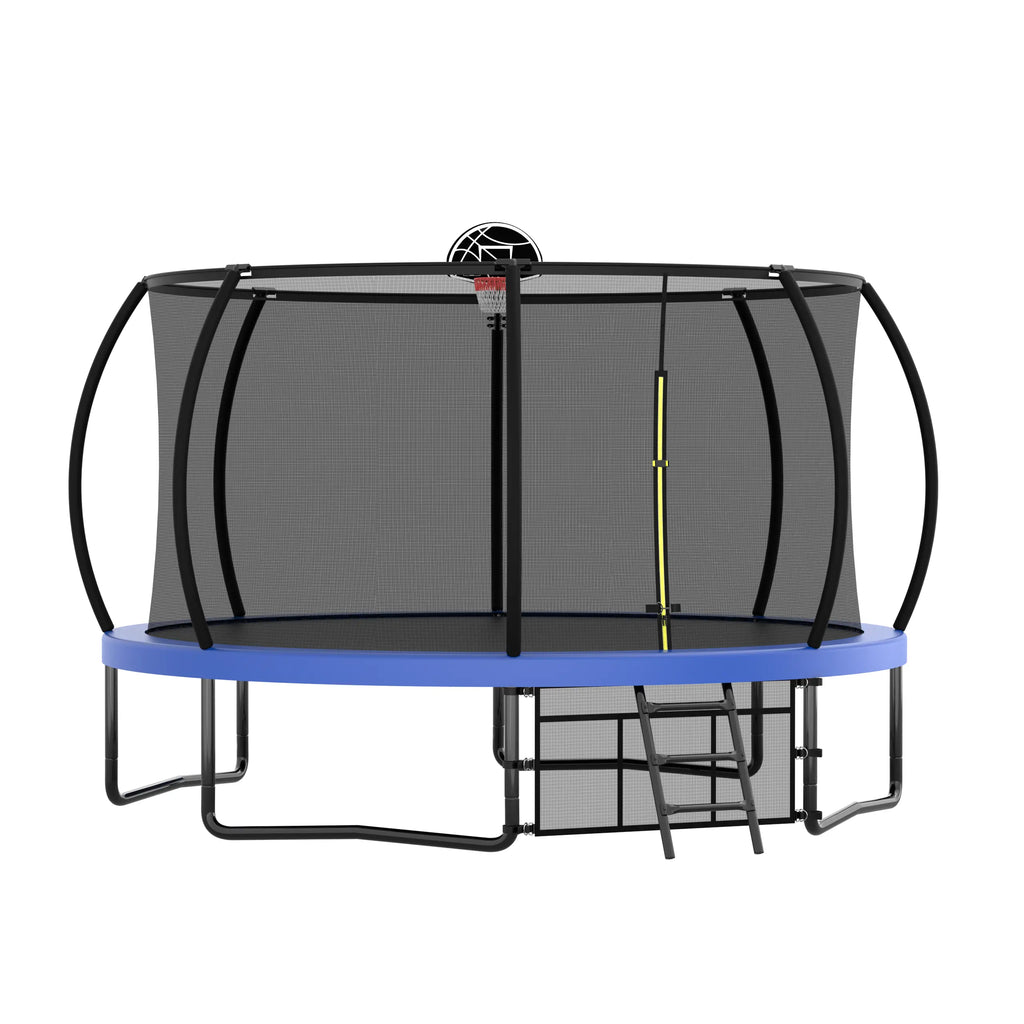 12FT Recreational Kids Trampoline with Safety Enclosure Net & Ladder – Outdoor Next Gen Luxe Solutions