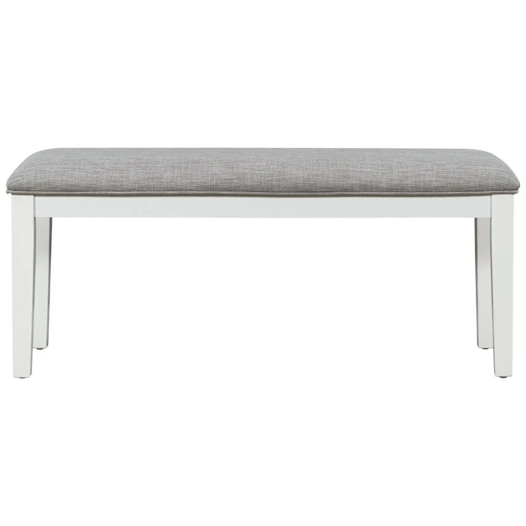 TREXM 6-Piece Classic Dining Set – Table, 4 Upholstered Chairs & Bench (White+Gray) Next Gen Luxe Solutions