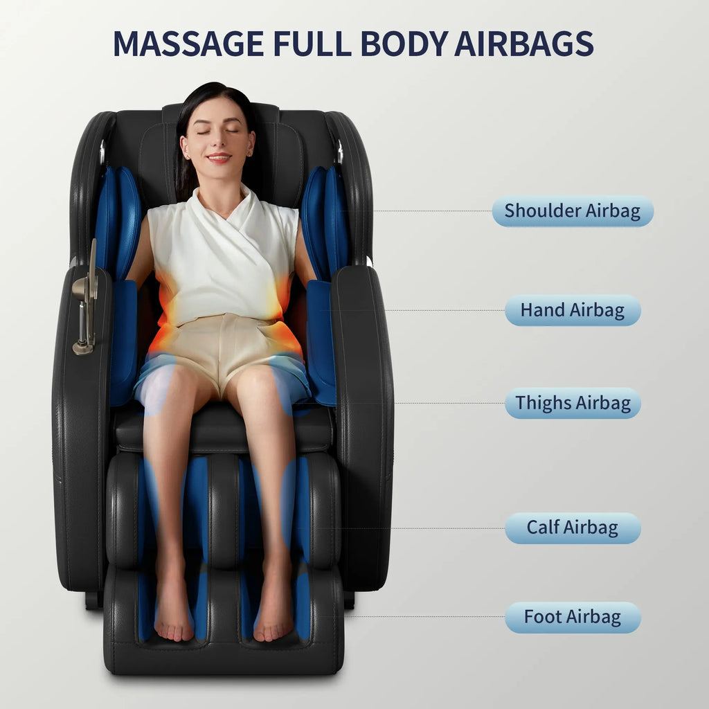 Full Body Deep Tissue Massage Chair with Foot Massage, 8 Fixed Rollers & Touch Screen – Fits 5'1"–5'9" (Black) Next Gen Luxe Solutions