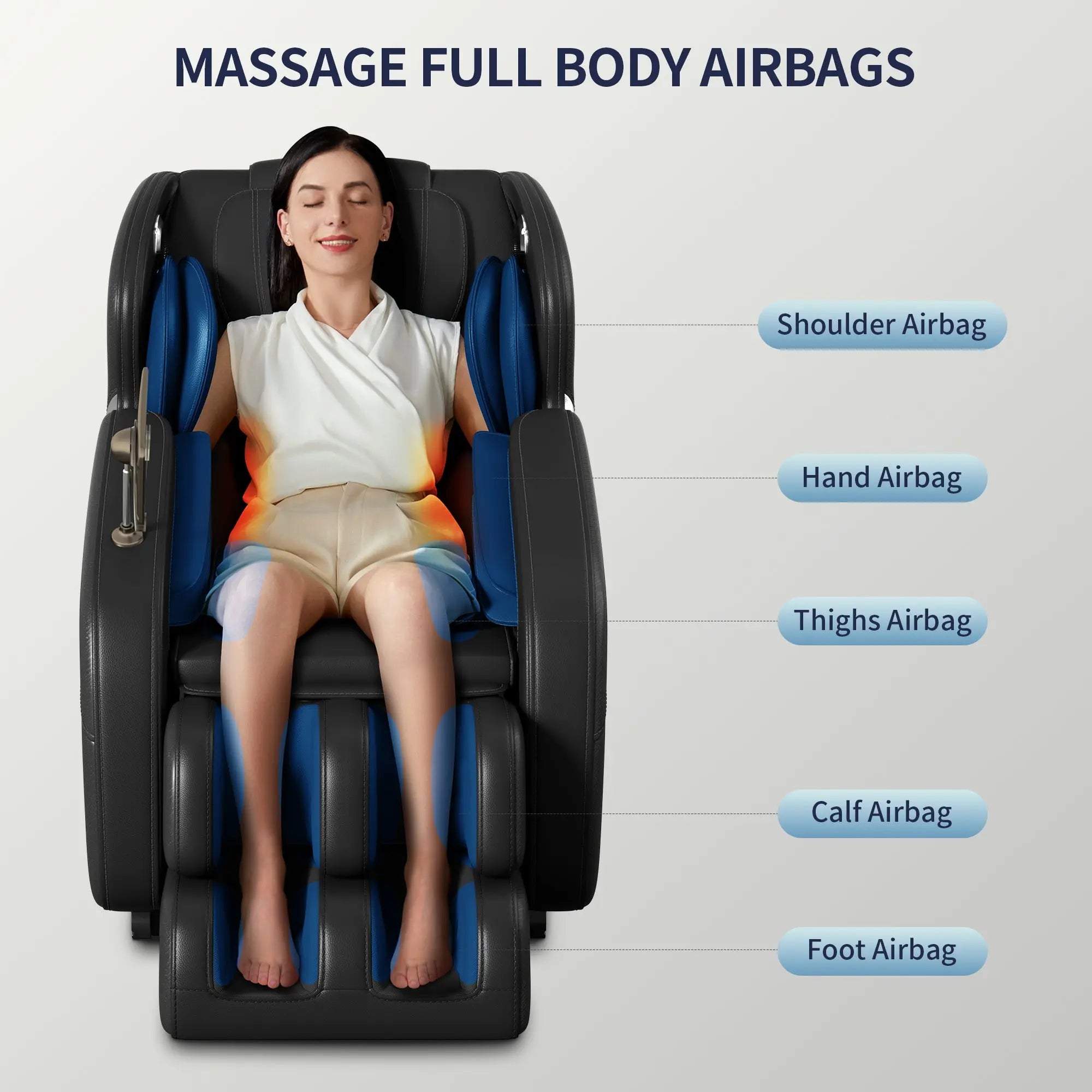 Full Body Deep Tissue Massage Chair with Foot Massage, 8 Fixed Rollers & Touch Screen – Fits 5'1"–5'9" (Black) Next Gen Luxe Solutions