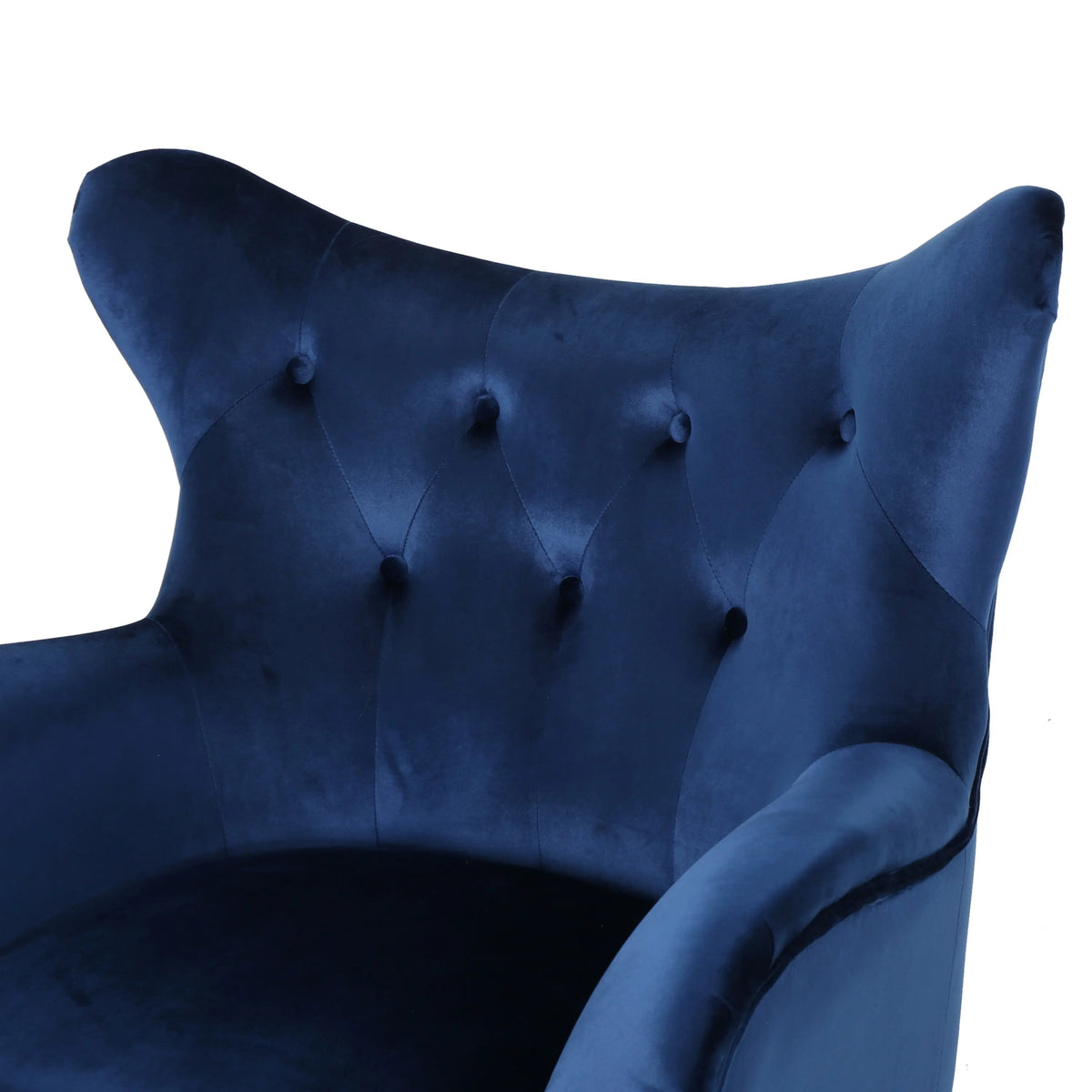 Navy Blue Velvet Wingback Armchair – Button-Tufted, Mid-Century Modern | Oak Wood Frame Next Gen Luxe Solutions