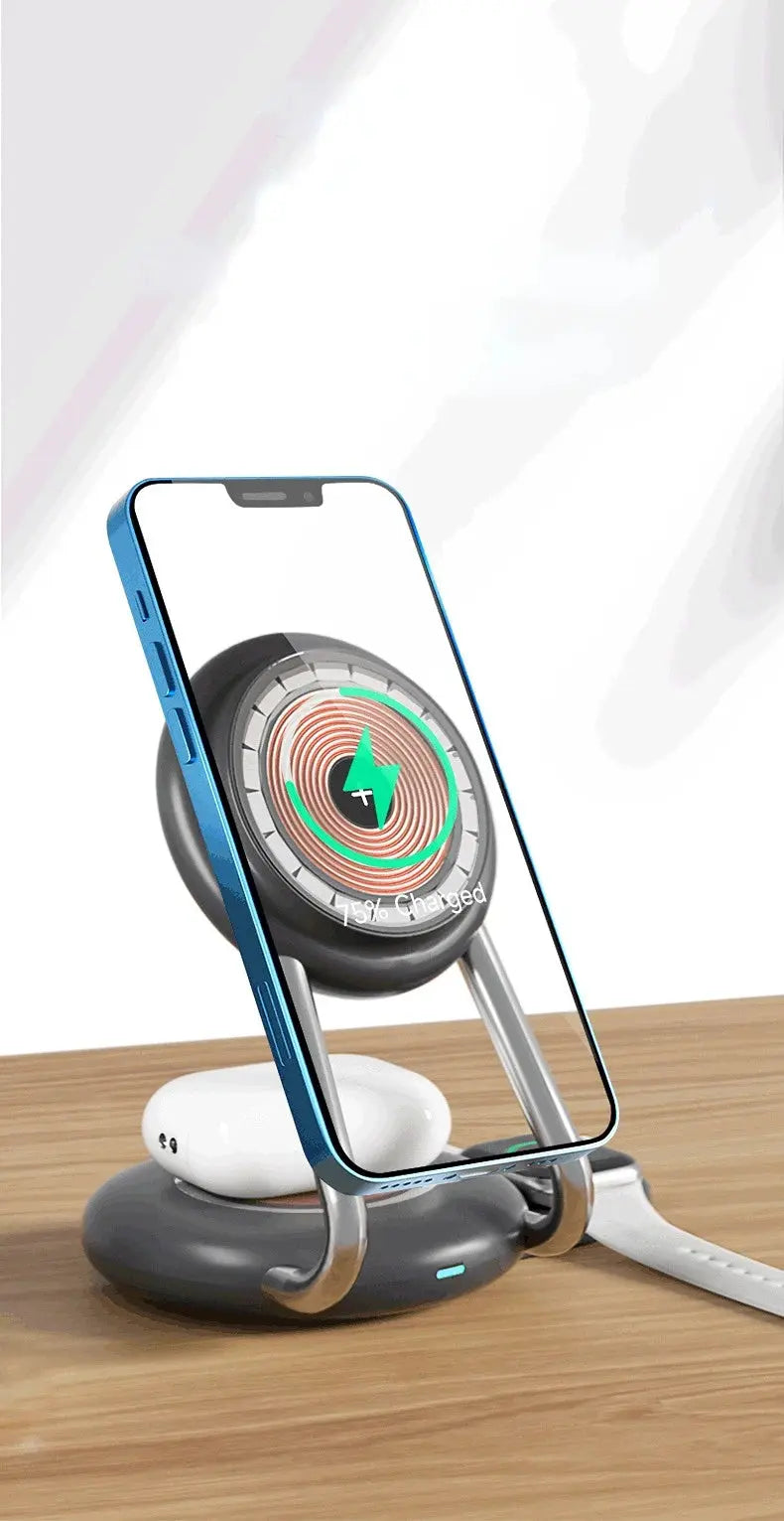 3-in-1 Magnetic Wireless Charging Stand | 15W Fast Charge for iPhone, Apple Watch & Samsung Next Gen Luxe Solutions