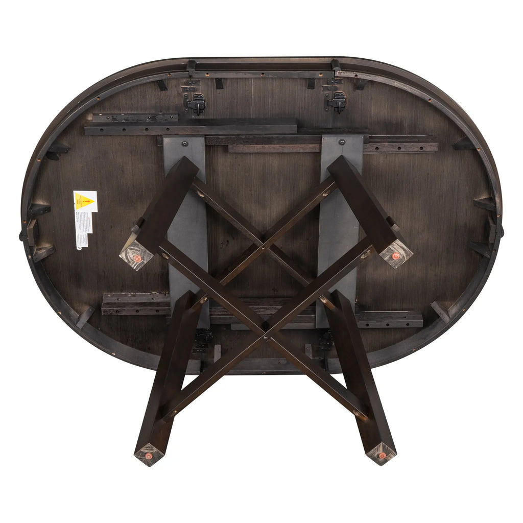 TREXM Farmhouse Round Extendable Dining Table with 16" Leaf – Espresso Wood Kitchen Table Next Gen Luxe Solutions