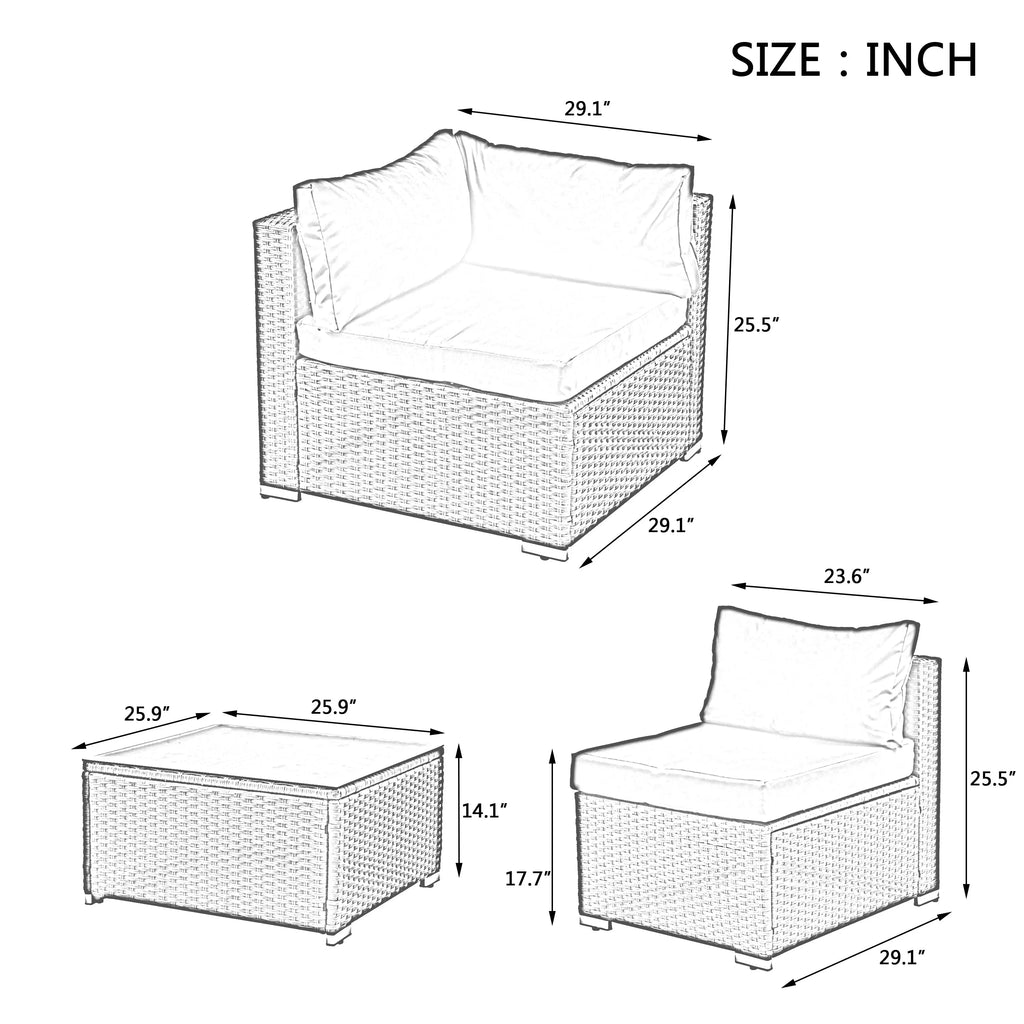 7-Piece Outdoor Patio Furniture Set | PE Wicker Sectional Sofa with Tempered Glass Table, Cushions & Pillows – Dark Gray Next Gen Luxe Solutions