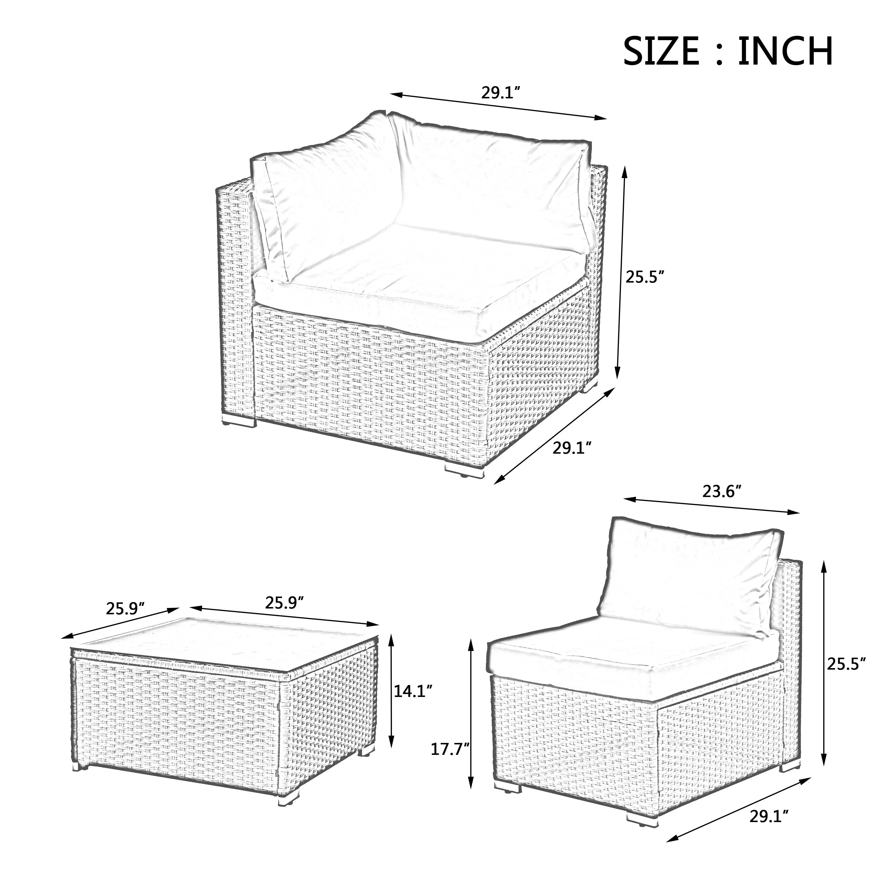 7-Piece Outdoor Patio Furniture Set | PE Wicker Sectional Sofa with Tempered Glass Table, Cushions & Pillows – Dark Gray Next Gen Luxe Solutions
