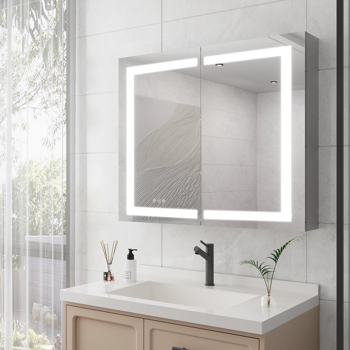 36 x 30 Inch LED Medicine Cabinet | Anti-Fog, Dimmable, Recessed or Surface Mount, Double Door Bathroom Cabinet with Touch Switch Next Gen Luxe Solutions