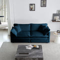 Modern Blue Chenille Loveseat Sofa – Deep Seat 2-Seater with 4 Pillows | Upholstered Living Room Couch Next Gen Luxe Solutions