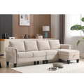 Convertible L-Shaped Sectional Sofa with Storage | 4-Seat Modern Linen Fabric Couch in Beige Next Gen Luxe Solutions
