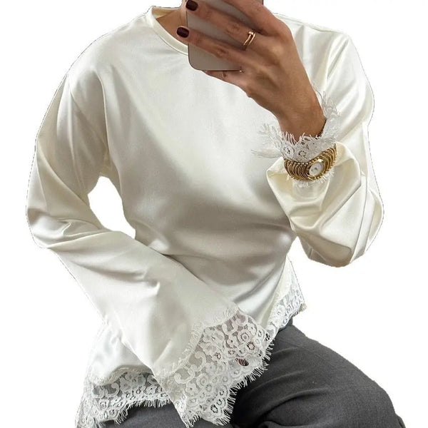Women's Round Neck Long Sleeve Irregular Hem T-Shirt | Solid Color, Casual Style – White, Black, S–XXL Next Gen Luxe Solutions