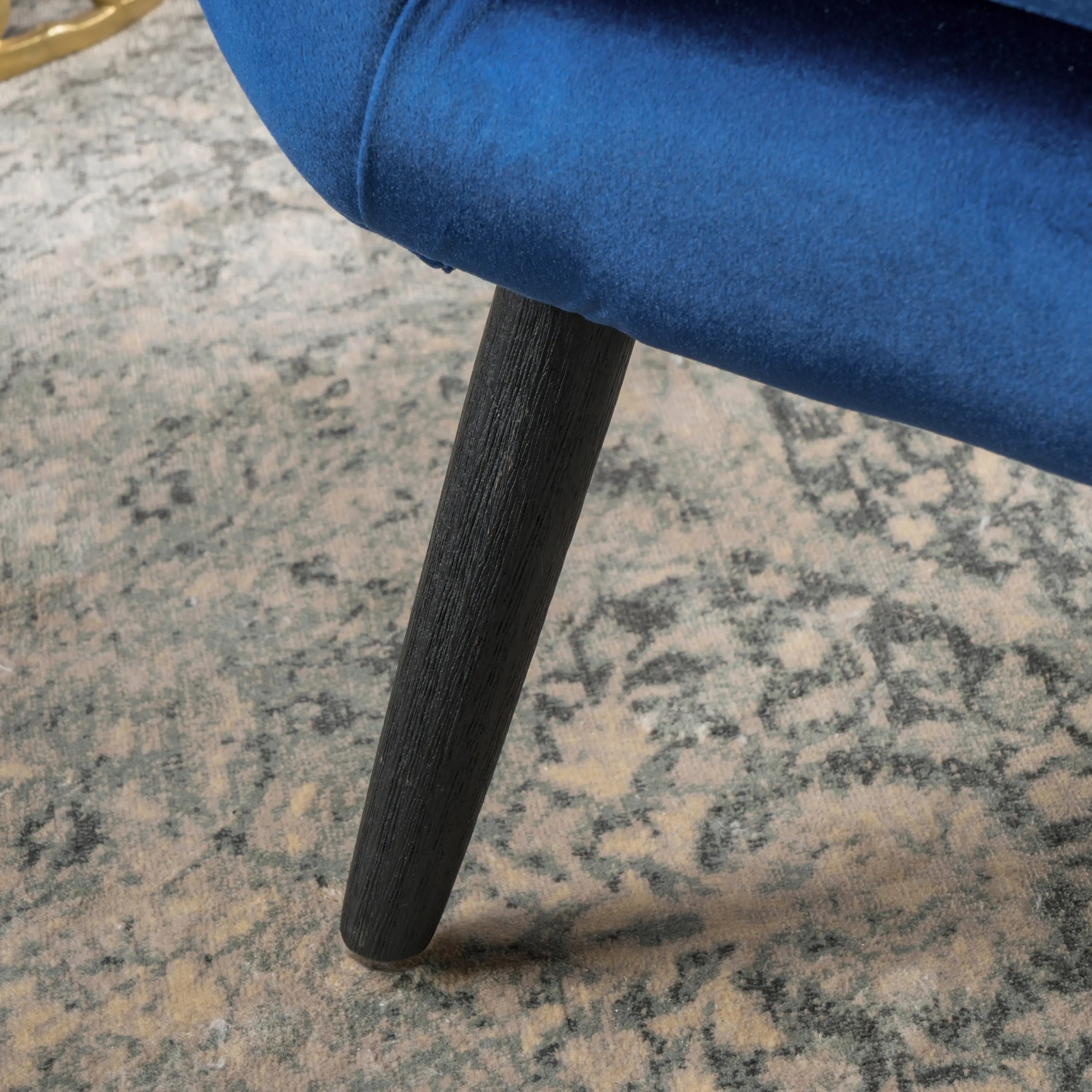 Navy Blue Velvet Wingback Armchair – Button-Tufted, Mid-Century Modern | Oak Wood Frame Next Gen Luxe Solutions
