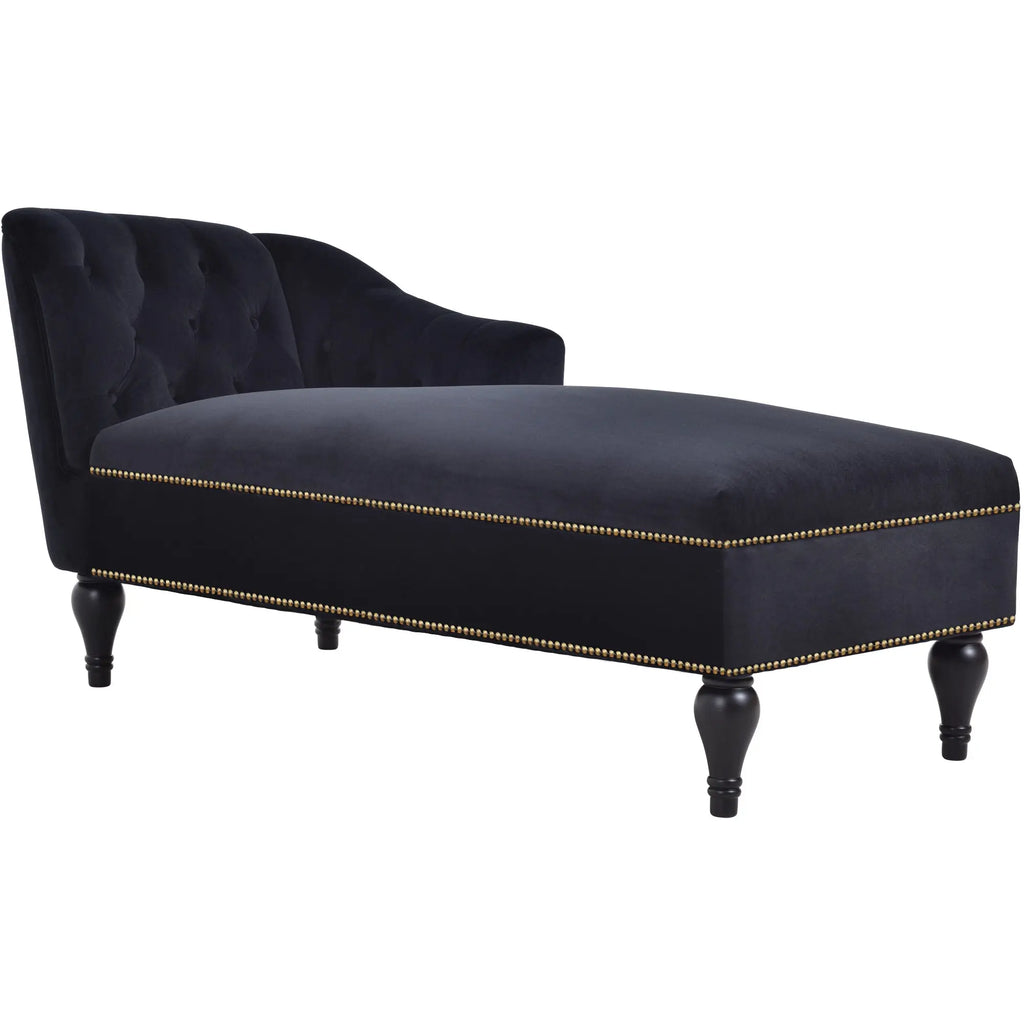 58 Inch Velvet Lounge Chair Button Tufted Right Arm Chaise with Nailhead Decoration Next Gen Luxe Solutions