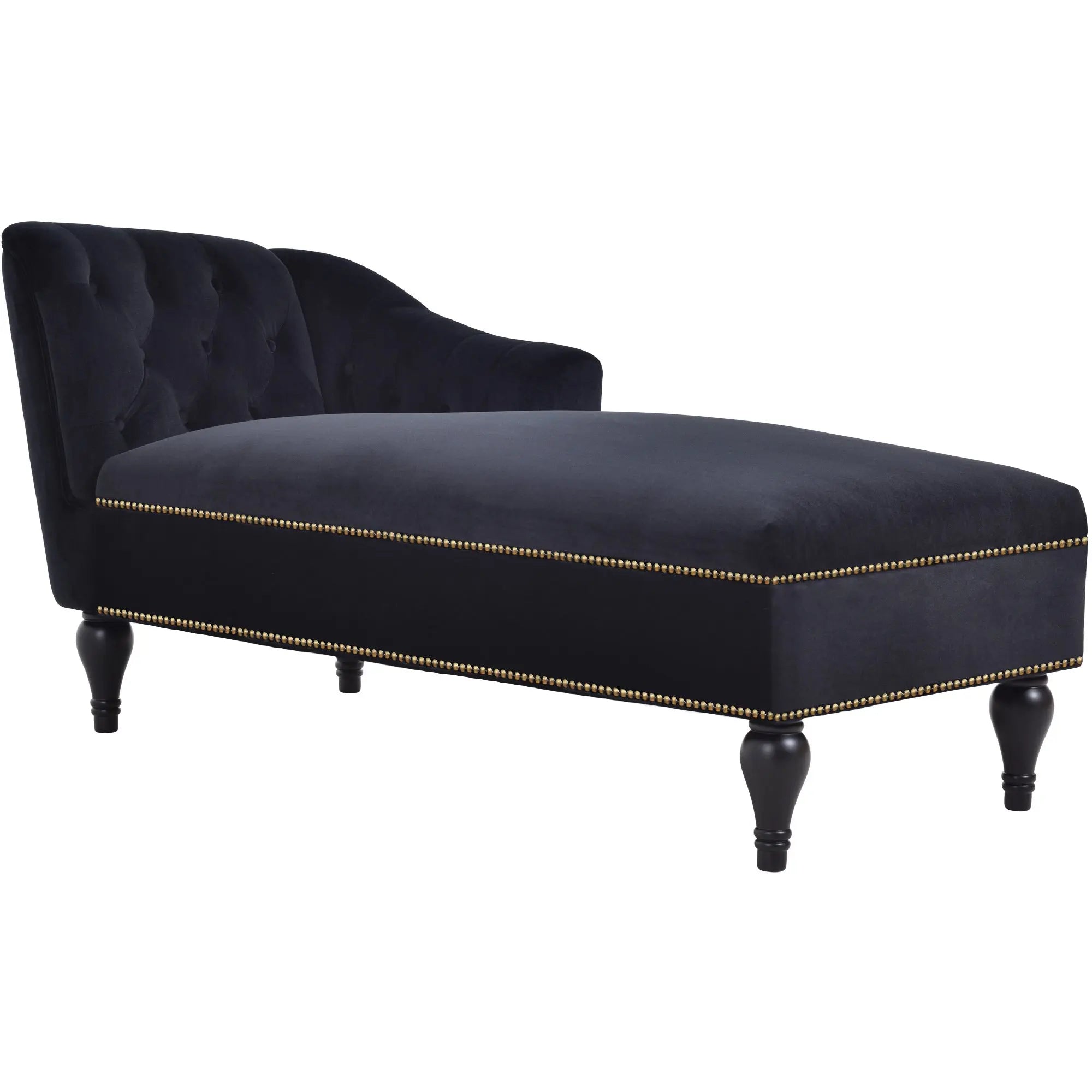 58 Inch Velvet Lounge Chair Button Tufted Right Arm Chaise with Nailhead Decoration Next Gen Luxe Solutions