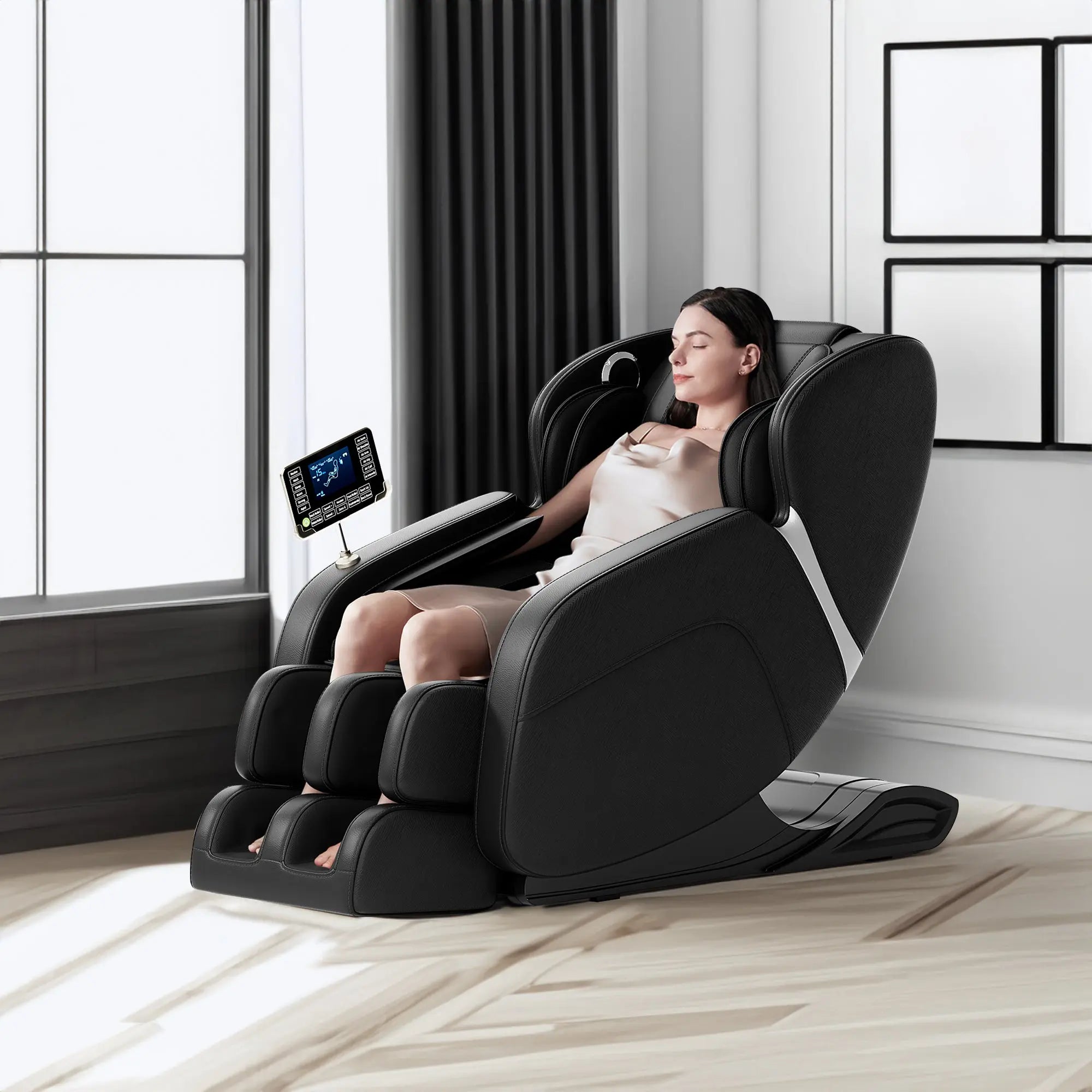 Full Body Deep Tissue Massage Chair with Foot Massage, 8 Fixed Rollers & Touch Screen – Fits 5'1"–5'9" (Black) Next Gen Luxe Solutions