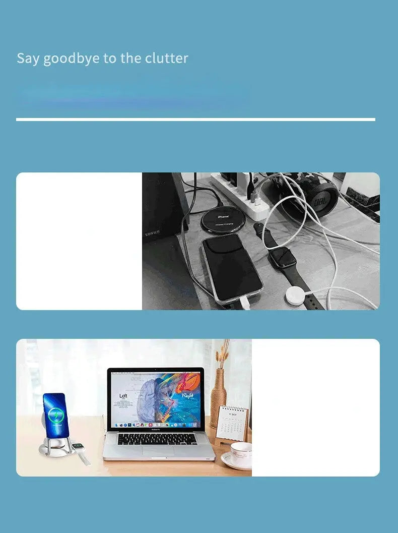 3-in-1 Magnetic Wireless Charging Stand | 15W Fast Charge for iPhone, Apple Watch & Samsung Next Gen Luxe Solutions