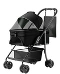 2-in-1 Folding Dog Stroller & Pet Cart | 4-Wheel Dog/Cat Carrier with Waterproof Pad, Car Seat & Sun Visor Next Gen Luxe Solutions
