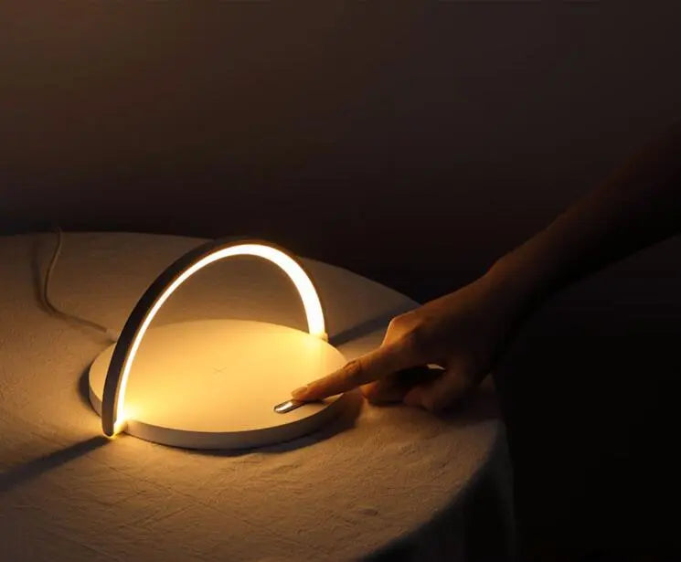 Wooden Qi Wireless Charger Nightlight Lamp Stand | 10W Fast Charge for Samsung, Xiaomi & Qi Devices Next Gen Luxe Solutions
