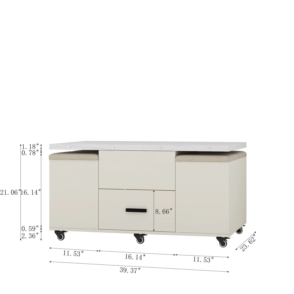 Modern Lift-Top Coffee Table with 4 Chairs, Expandable Storage – Hidden Compartment & 2 Drawers Next Gen Luxe Solutions