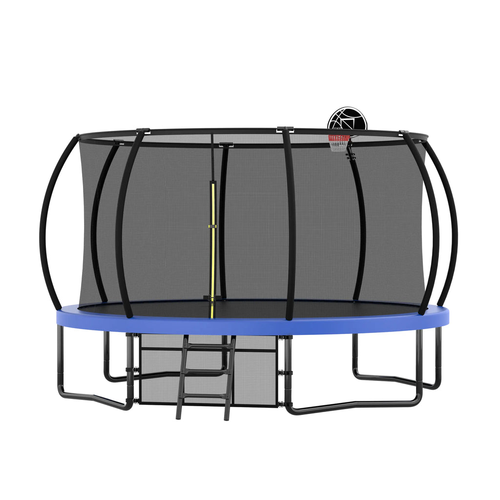 12FT Recreational Kids Trampoline with Safety Enclosure Net & Ladder – Outdoor Next Gen Luxe Solutions