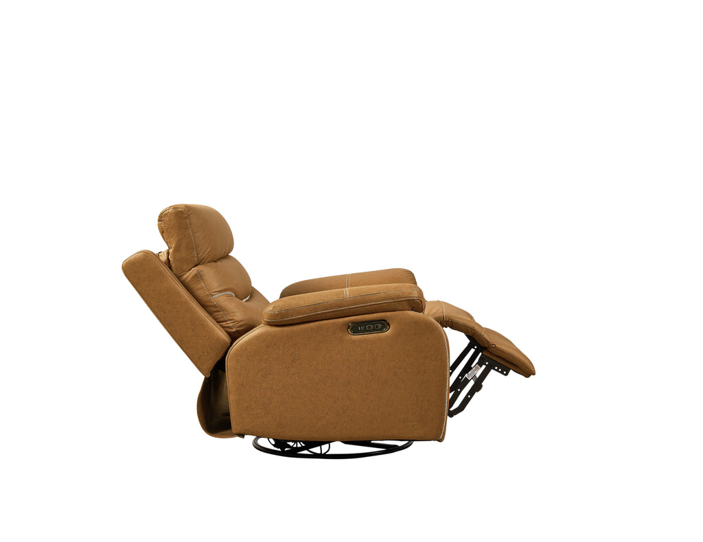 Liyasi Dual OKIN Motor Power Swivel Rocker Recliner Chair | 240° Swivel, Infinite Position, Power Headrest, USB Charging, 330 lb – Yellow Brown Next Gen Luxe Solutions