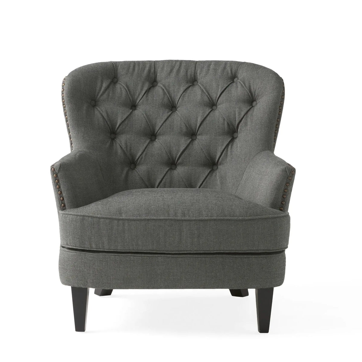 Contemporary Grey Fabric Club Chair and Ottoman Set | Plush Cushioned Armchair with Matching Ottoman – Modern Living Room Next Gen Luxe Solutions