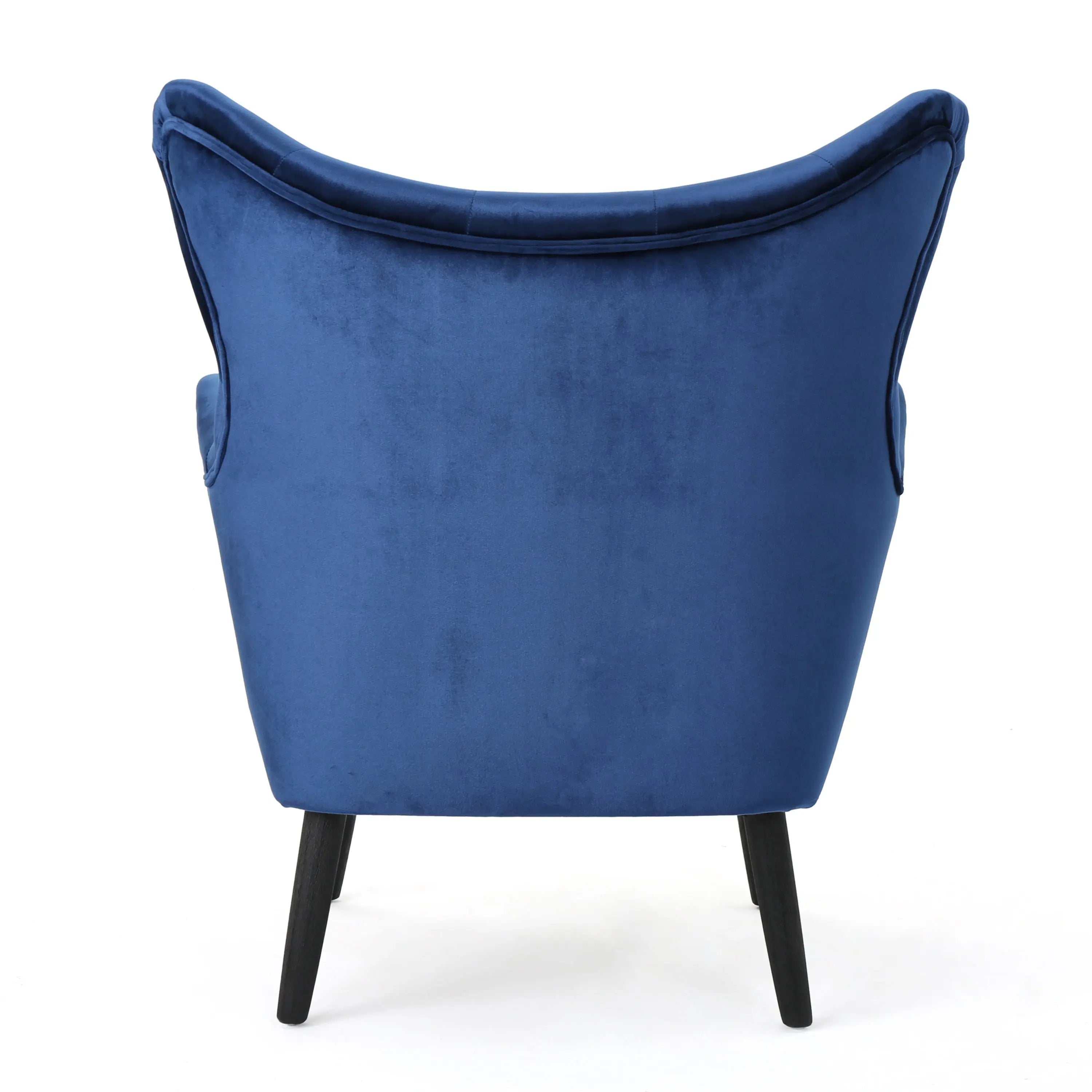 Navy Blue Velvet Wingback Armchair – Button-Tufted, Mid-Century Modern | Oak Wood Frame Next Gen Luxe Solutions