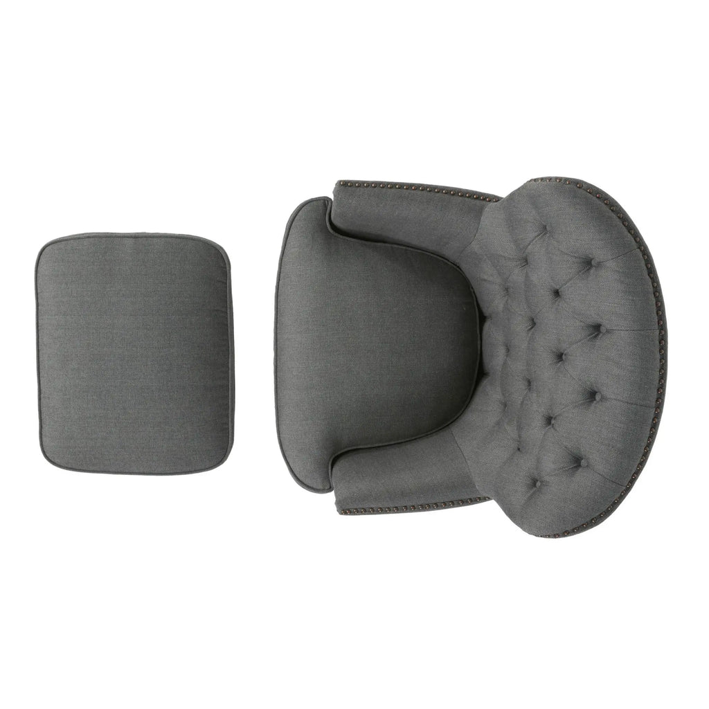 Contemporary Grey Fabric Club Chair and Ottoman Set | Plush Cushioned Armchair with Matching Ottoman – Modern Living Room Next Gen Luxe Solutions