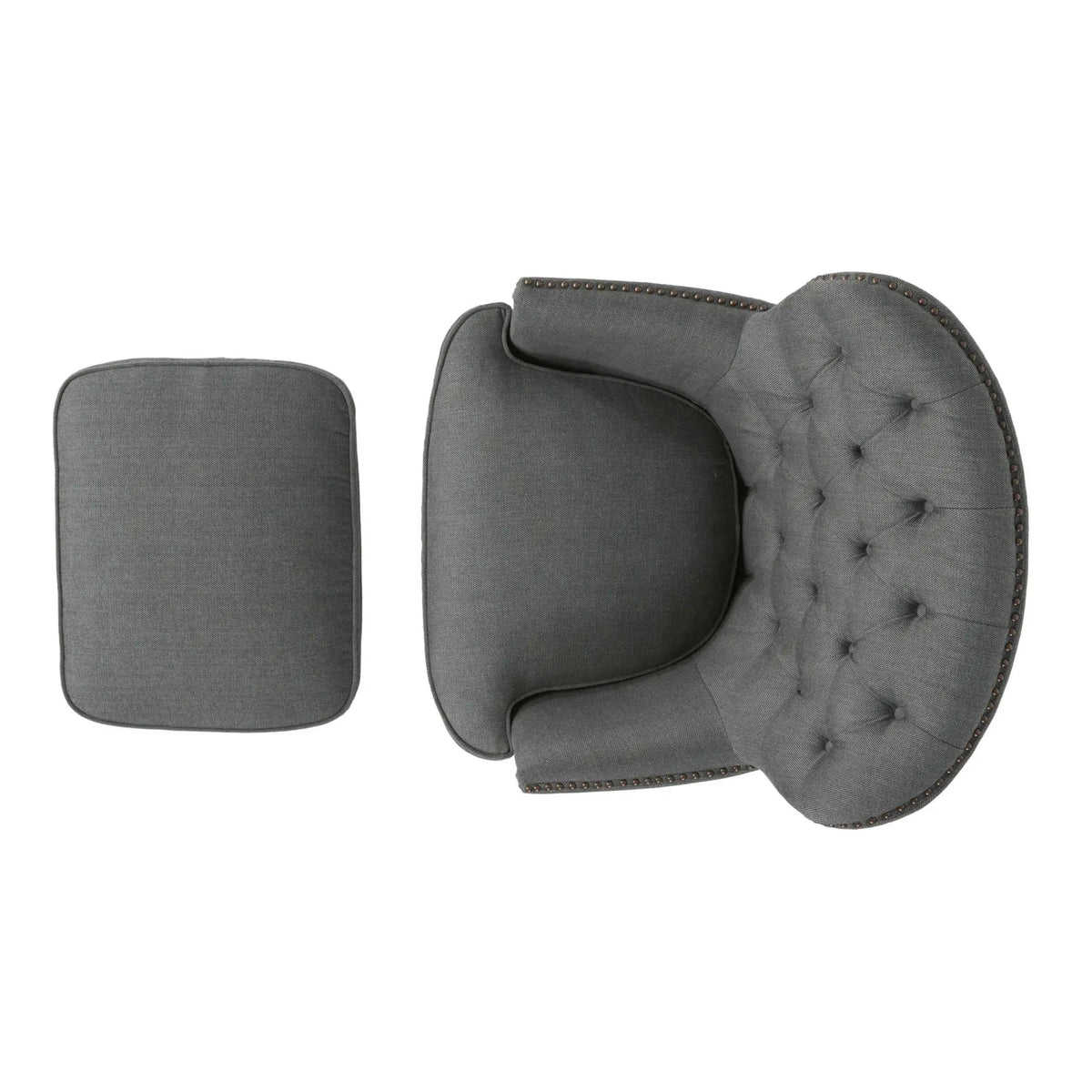 Contemporary Grey Fabric Club Chair and Ottoman Set | Plush Cushioned Armchair with Matching Ottoman – Modern Living Room Next Gen Luxe Solutions