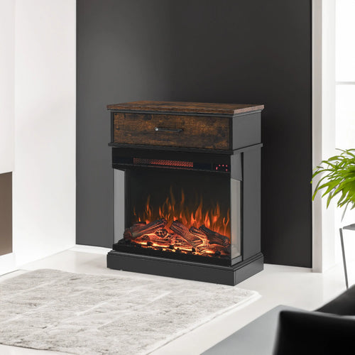 25 inch Stand Side Table with 3-Sided glass Electric Fireplace Next Gen Luxe Solutions