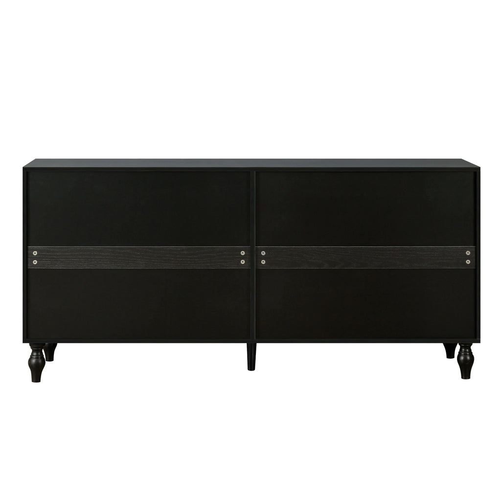 Vintage White Faceted Carved Cabinet – Black Frame TV Stand, Sideboard & Accent Cabinet Next Gen Luxe Solutions
