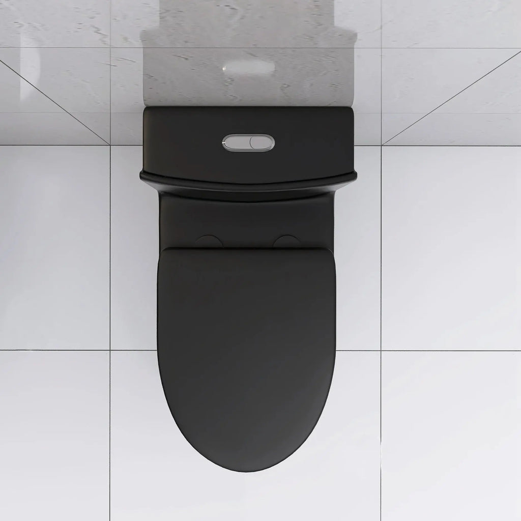 Matte Black Elongated One Piece Toilet Dual Flush 1.1/1.6 GPF Water Saving Map 1000g Next Gen Luxe Solutions