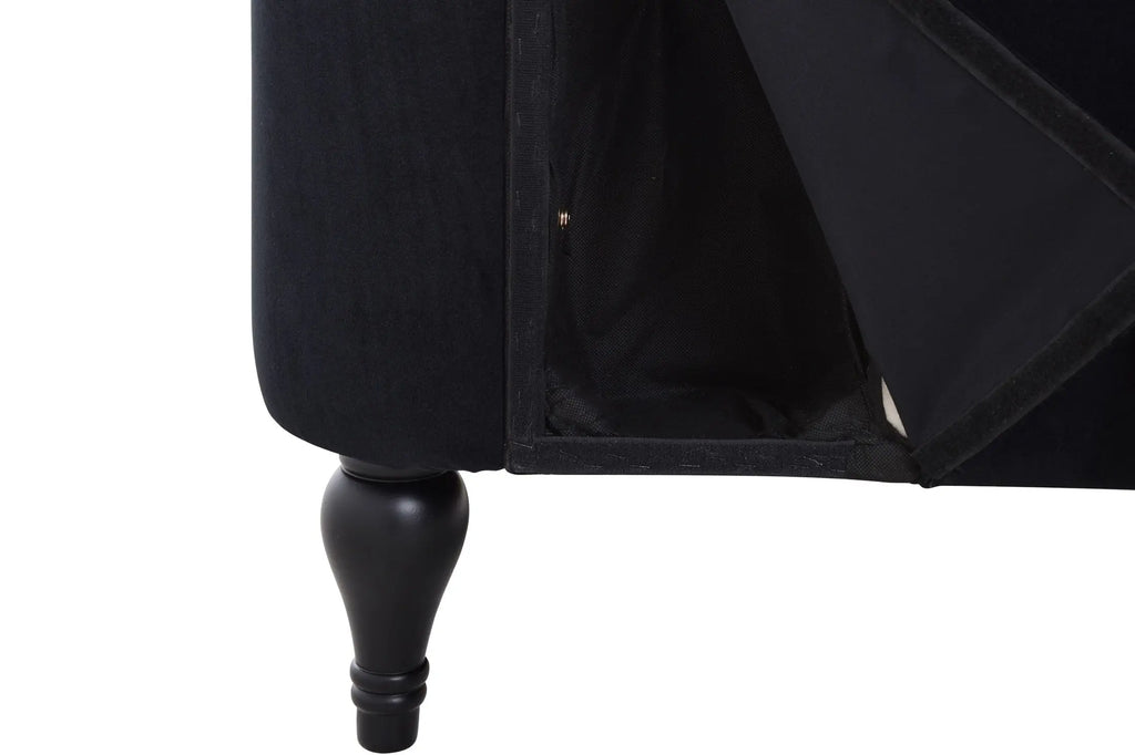 58 Inch Velvet Lounge Chair Button Tufted Right Arm Chaise with Nailhead Decoration Next Gen Luxe Solutions